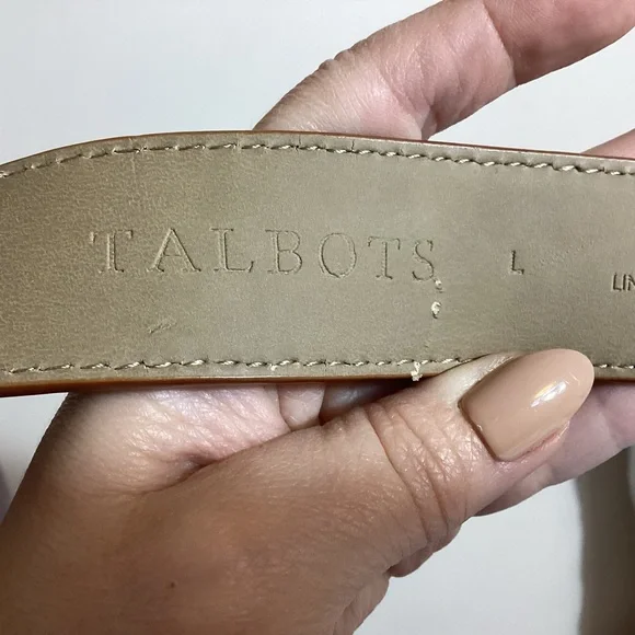 Talbots Womens Genuine Leather Belt Size L Tan Brown Minimalist Workwear Classic - Picture 15 of 16